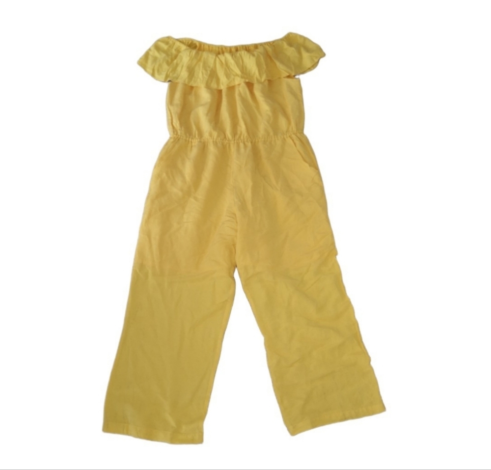 Ashley Stewart Yellow Plus Size Ruffle Off Shoulder Lined Jumpsuit Size 20